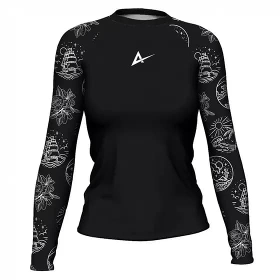 Rash Guard Feminina Camisa Jiu Jitsu No-Gi Lycra Surf Space Manga Longa
