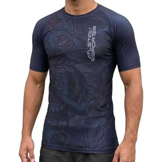 Rash Guard Masculina Camisa Jiu Jitsu No-Gi Dragão Chinês Manga Curta
