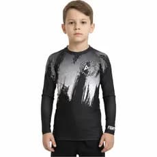 Rash Guard Infantil Camisa Jiu Jitsu No-Gi  Lightning Black Manga Longa