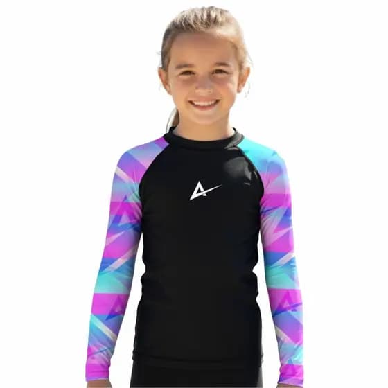 Rash Guard Infantil Camisa Jiu Jitsu No-Gi Colors Rosa Manga Longa