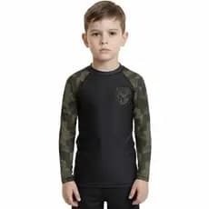 Rash Guard Infantil Camisa Jiu Jitsu No-Gi Escudo Manga Longa