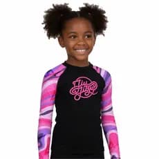 Rash Guard Infantil Camisa Jiu Jitsu No-Gi Jiu Jitsu Colors Pink Manga Longa