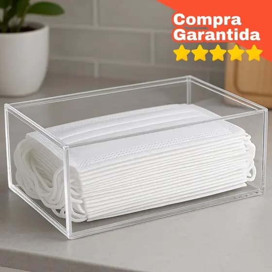 Organizador Acrílico Articulado Caixa Porta Luvas Máscaras Toucas