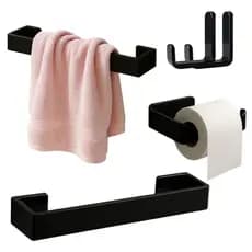 Kit Acessórios Banheiro Completo Toalheiro de Rosto Porta Papel Higiênico Gancho