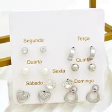 kit 7 pares de brinco femininos delicados semaninha luxo prata ou dourado