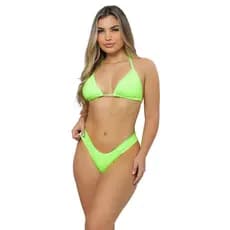 Conjunto de Biquini Cortininha Empina Bumbum Verão Cores Neon