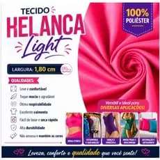 Malha Helanca Light 1,80m 100% Poliéster Tecido Macio Alta Qualidade Varias Cores