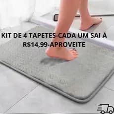 kit 4  Tapete de Banheiro Antiderrapante Soft Macio Luxo 65x45