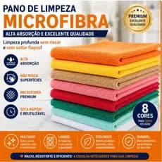 Kit 10 Panos De Limpeza Microfibra alta absorção Multiuso-Cores variadas Tamanho 30 x 30 cm