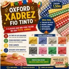 Tecido para Toalha De Mesa Oxford Xadrez Fio Tinto 0,50 x 0,50 cm Largura 1,50 cm