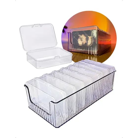 Organizadora acrílico transparente caixas plásticas com tampa porta joias multiuso photocard cabos