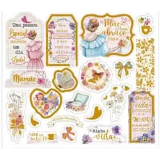 LDCH024 - Die Cuts / Recortes em Papel c/ Hot Stamping Coleção Delicadeza em Flores - Litoarte