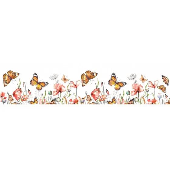 BS005 Transfer Têxtil 25x7cm Flores e Borboletas - BS Artes