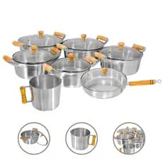 kit panelas + frigideira + canecao aluminio batido grosso 7 pçs
