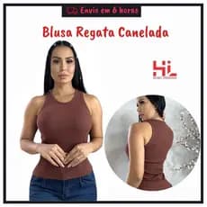 Regata Canelada Feminina Blusa Estilosa Algodão com Elastano