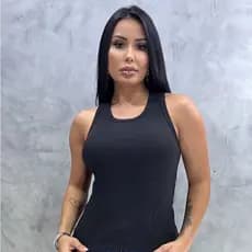 Blusa Preta Camiseta Canelada Feminina Básica lisa Dia A Dia Confortável Promoção Verão