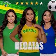 Regata Feminina Estilosa Copa do Mundo Brasil Malha Canelada Algodão Elastano