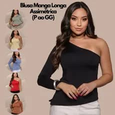 Blusa Nula Manga Elegante Mula Manca Assimétrica Forro Duplo Suplex Premium