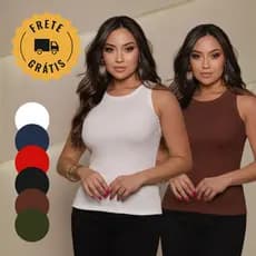 Camisetas Regatas Caneladas Blusas Femininas Cores Algodão e Elastano Lançamento Promoção Dia A Dia