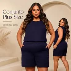 Conjunto Plus Size Conforto Estilo Feminino Blusa Regata Shorts Moda Verão Roupa Casual Confortável