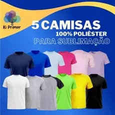 5 Camisetas Brancas 100% Poliéster VERZZOLO Para Sublimação Silk Personalização