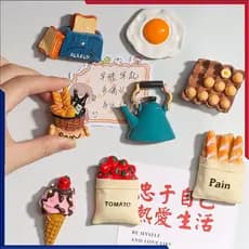 Ímã De Geladeira Criativo De Desenho Animado Para Alimentos Ao Ar Livre, Frutas/ovos/café, Adesivos Magnéticos