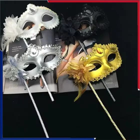 Máscara De Baile De Máscaras Ao Ar Livre Com Bastão, Decorações Venezianas De Carnaval Para Mulheres, Meninas,