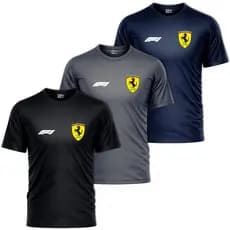 Kit com 3 Camisas Camisetas Masculinas FERRARI F1 Dry Fit Treino Academia Corrida Futebol Crossfiit
