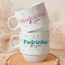 Kit 2 Xícaras Personalizadas Padrinho e Madrinha – Presente ou Lembrança de Batizado