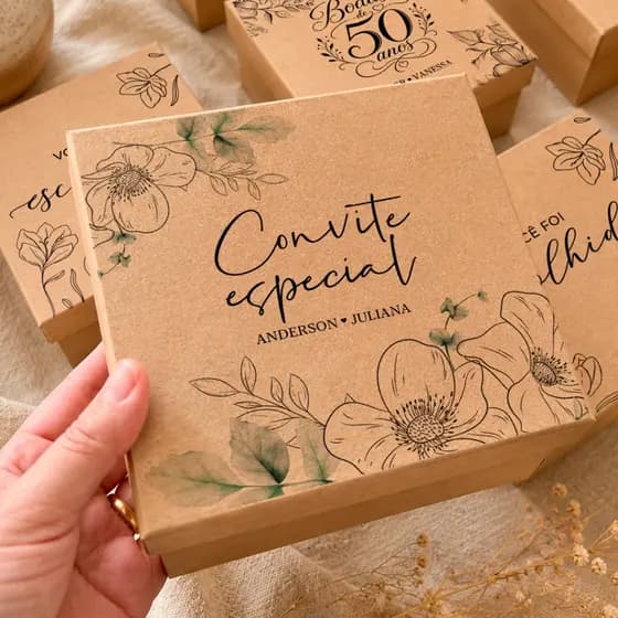 Caixa MDF 15x15x10 Personalizada Convite para Padrinhos e Dindos | Casamento, Batizado, Crisma, Consagração e Bodas
