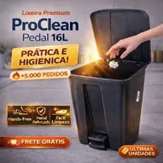 Lixeira com Pedal 16L Cozinha Banheiro Casa Escritório Preta LIxo Lixeiro