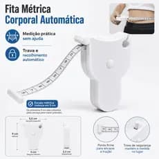 Fita Métrica Fitness Premium Corporal Automática Retrátil