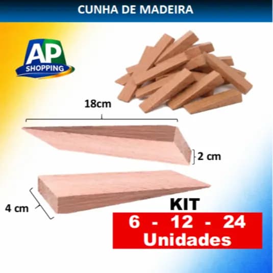 Kit Cunha de Madeira para Enxadas, Enxadão, Foice 18cm x 4,0cm x 2cm Ferramentas em geral, Trava Portas, Marcenaria