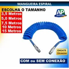 Kit Mangueira Espiral PU 8mm Ar Limpeza Manutenção Caminhões kit 3,5/5/7,5/10/15 metros.