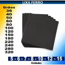 Lixa Ferro Profissional | Grãos 36 a 320 | 5 a 15 Unidades | Lixa para Metal, Portão, Solda, Pintura