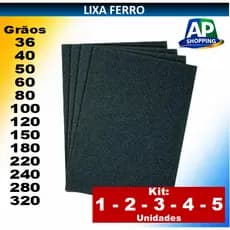 Kit Lixa Ferro  Grão 36 40 50 60 80100 120 150 180 220 240 280 320, Kit 1, 2, 3, 4, 5 Unidades
