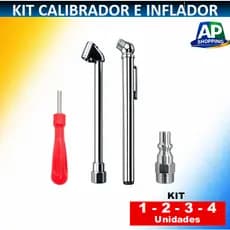 Kit Calibrador Tipo Caneta 50 Lib. + Bico Para Encher Pneu + Pino De Engate + Saca Válvula. 1 a 5 Un