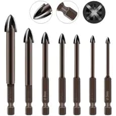 Kit 7 Brocas Excêntricas Ponta Cruzada Titânio 3mm A 12mm