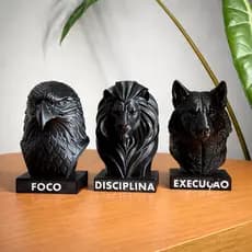 Escultura Decorativa Águia Leão Lobo 15cm Moderna para Sala e Escritório