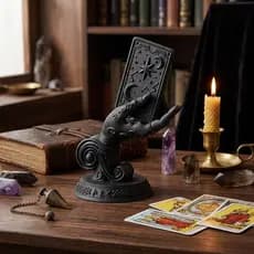 Estátua Mão de Bruxa com Carta de Tarô Escultura Decorativa Mística Gótica Esotérica Wicca Altar