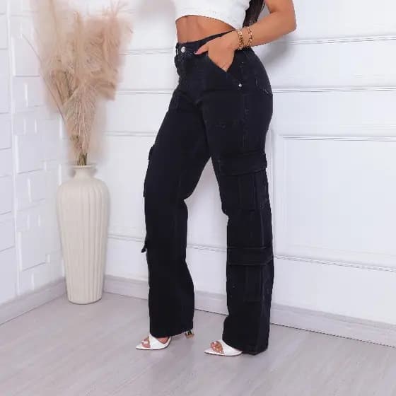 Calça 4  Bolsos Cargos Black Grafite.