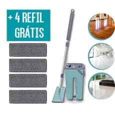 Mop Lava E Seca Flat Multiuso Vertical Balde Esfregão Rodo com Refil Incluso