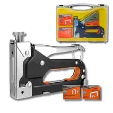 Grampeador Tapeceiro Alta Pressão Pra Madeira Estofado Manual Maleta Profissional Kit 3 em 1 Bestfer