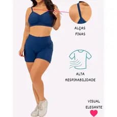 Conjunto Fitness Feminino Cropped e Bermuda Modeladora BellaForma Fitness