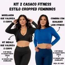 Kit 2 Casaco Fitness Estilo Cropped Femininos