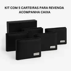 Kit 5 Carteiras Masculinas Aurium Para Revenda (ACOMPANHAM CAIXA) Couro Sintético Presente de Luxo