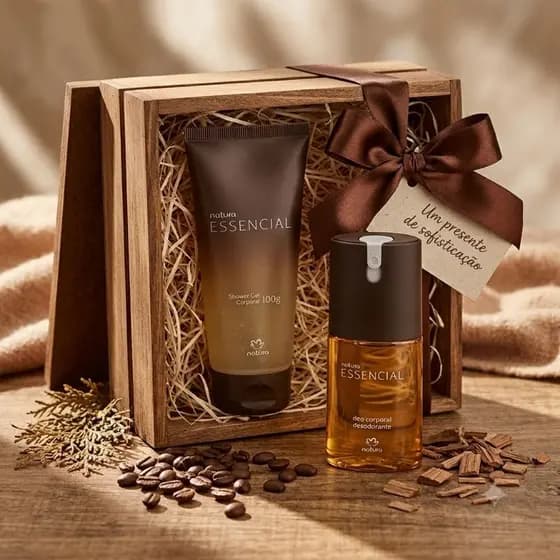 Natura Essencial Masculino: Deo Corporal 100ml + Shower Gel 100g com Sacola de Presente