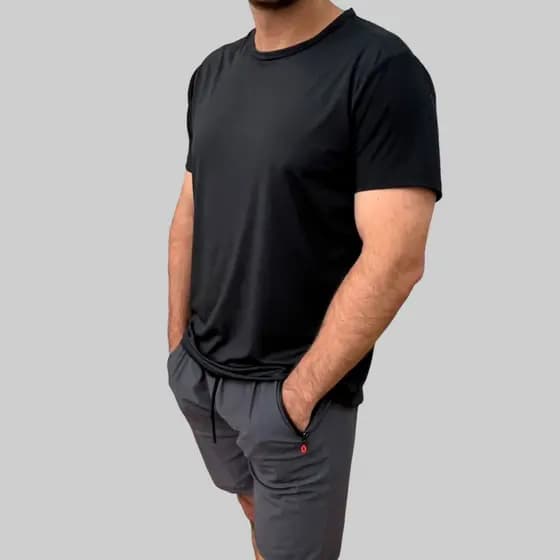 Camiseta Masculina Dry Fit UV Treino Lisa Básica preta  Elastano Tecido Tecnológico Original Adulto Infantil Plus Size