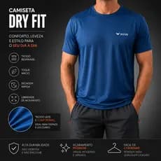 Camiseta DryFit UV Com Elastano Original Academia Treino Esporte azul AVVE WEAR Adulto Infantil Plus Size Academia Cross