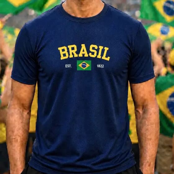 Camiseta Dry Fit Masculina estampada Brasil Copa do Mundo Torcedor Jogo  Futebol Tecido Tecnológico Original